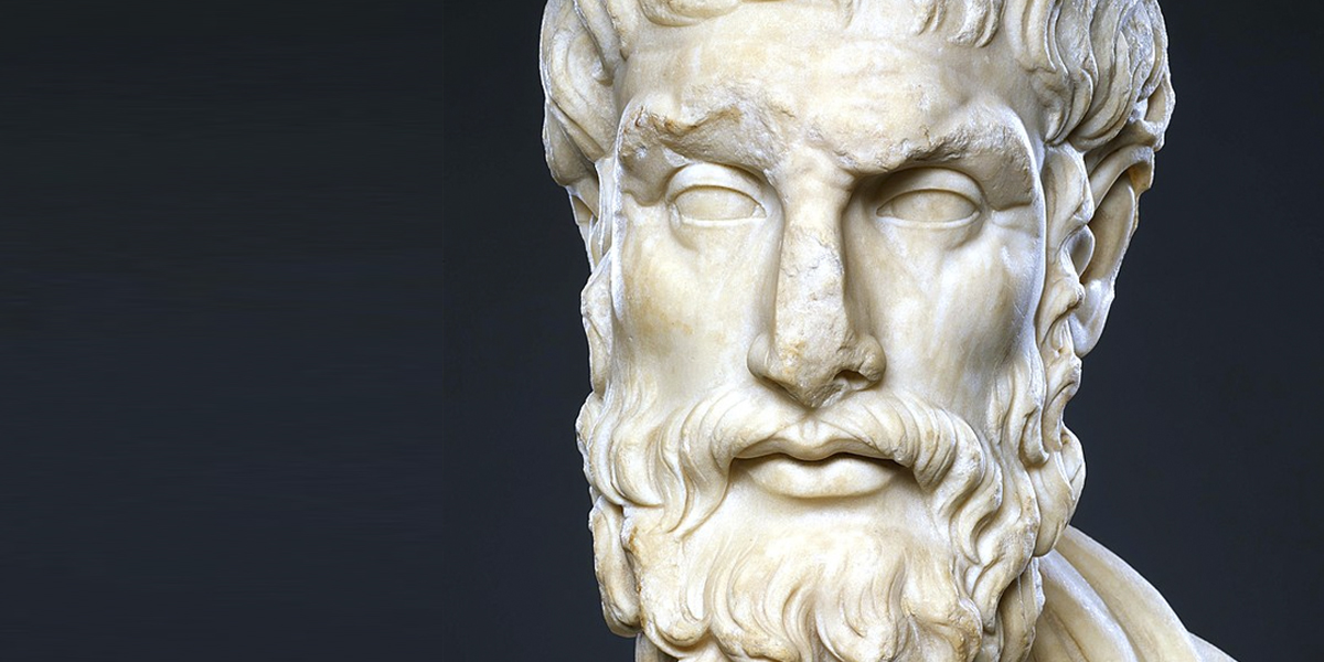 Epikur - rzeźba przedstawiająca twarz filozofa
